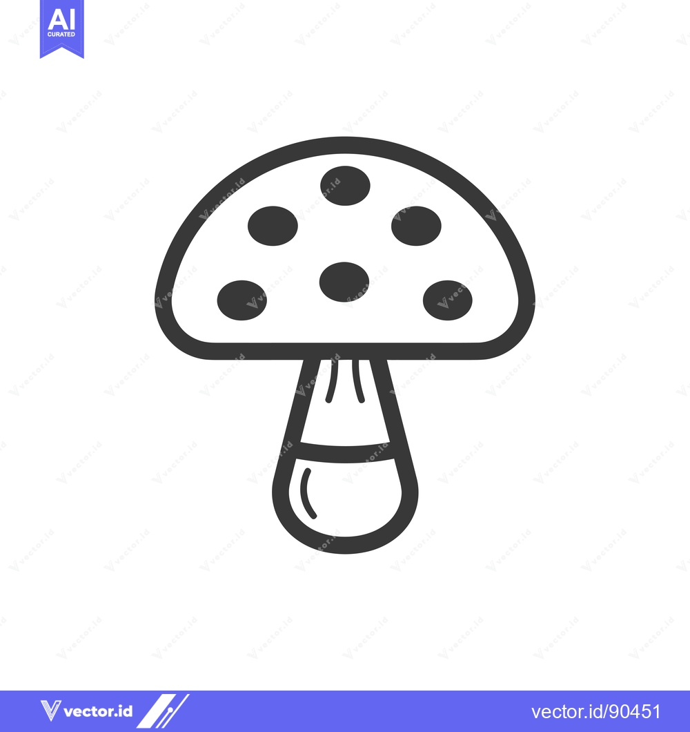 Premium Vector of Outline illustration of a mushroom with a rounded cap and white spots