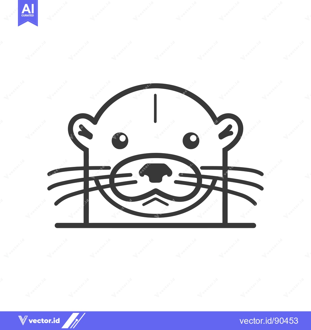 Premium Vector of Outline Illustration of an Otter's Face