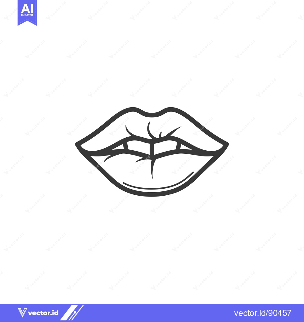 Premium Vector dari Outline Illustration of a Pair of Lips with a Slight Smile