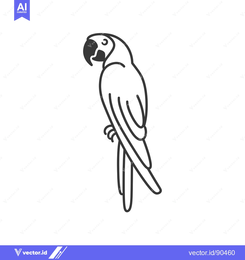 Premium Vector dari Outline Illustration of a Parrot with a Curved Beak