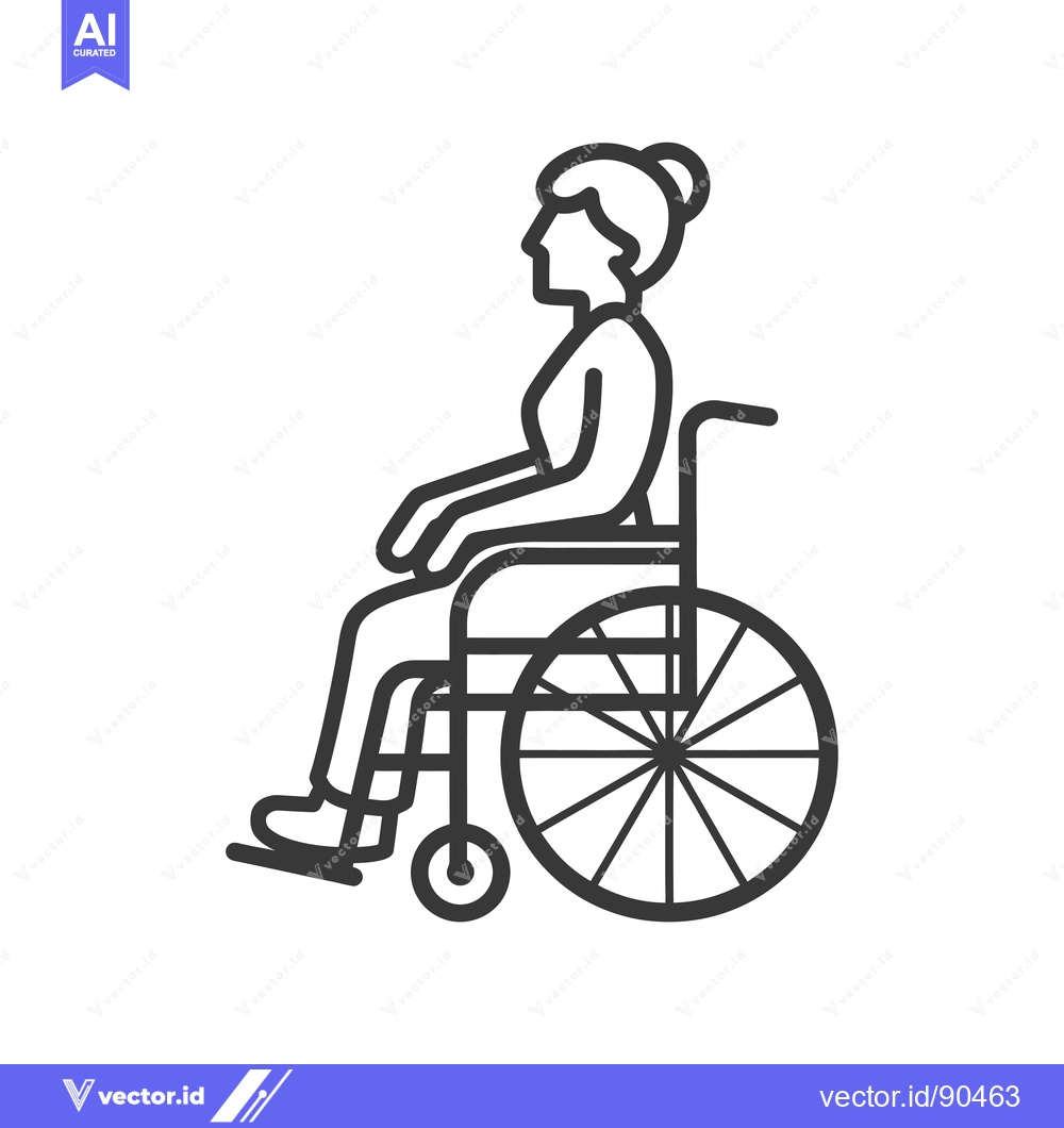 Premium Vector of Outline Illustration of a Person in a Wheelchair