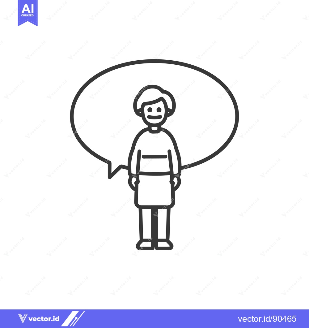 Premium Vector dari Outline Illustration of a Person with a Speech Bubble
