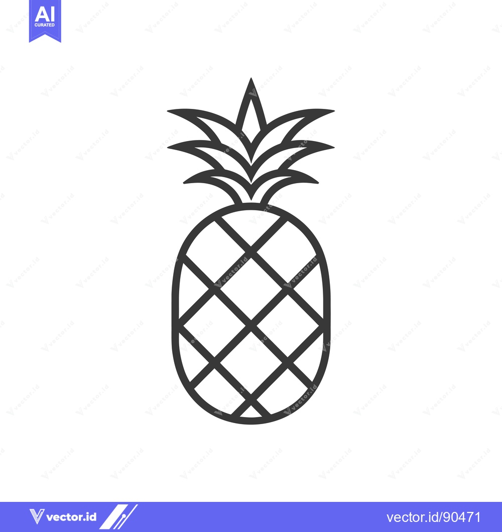 Premium Vector of Outline Illustration of a Pineapple with a Detailed Pattern