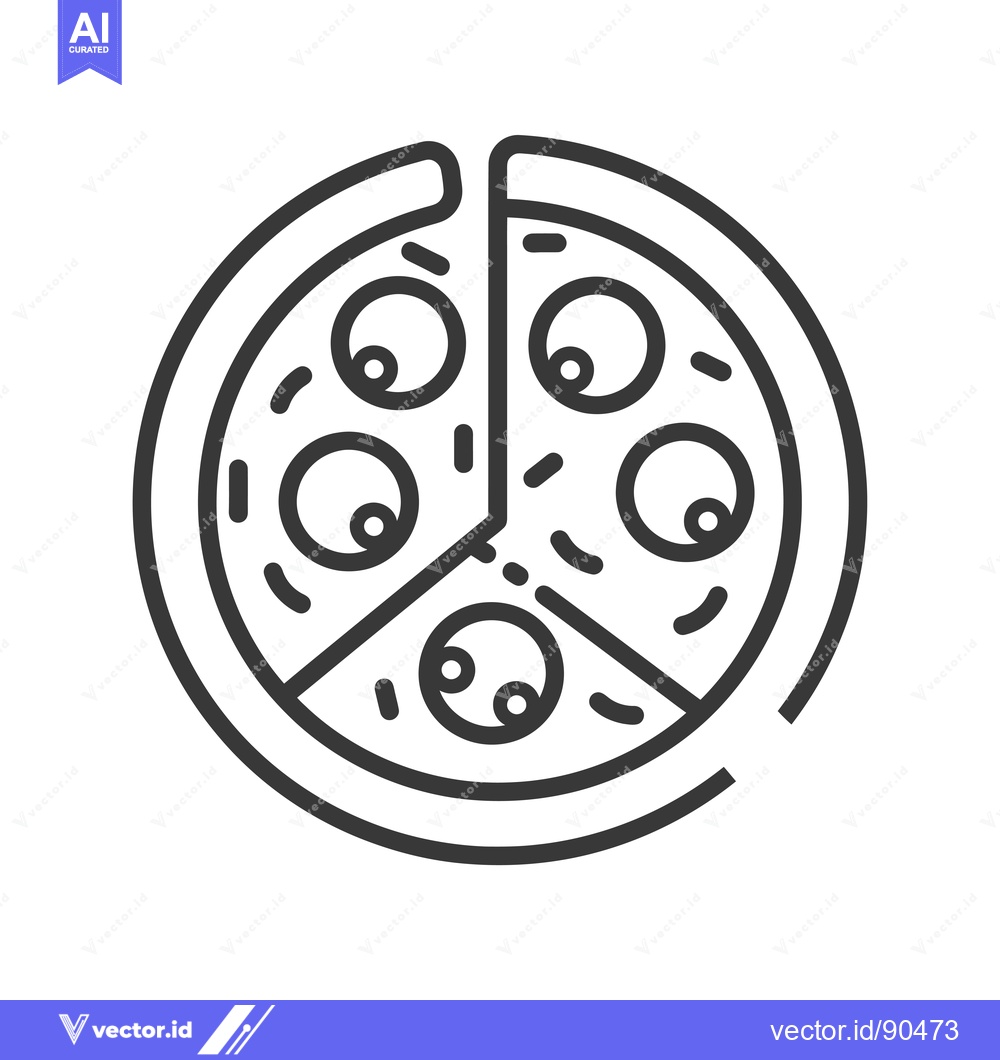 Premium Vector dari Outline illustration of a pizza with five slices