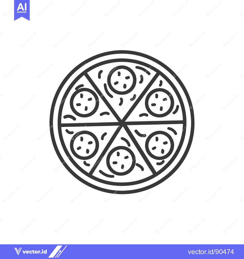 Premium Vector dari Outline Illustration of a Pizza with Six Pepperoni Slices