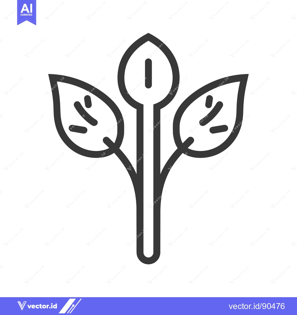Premium Vector of Outline Illustration of a Plant with Three Leaves