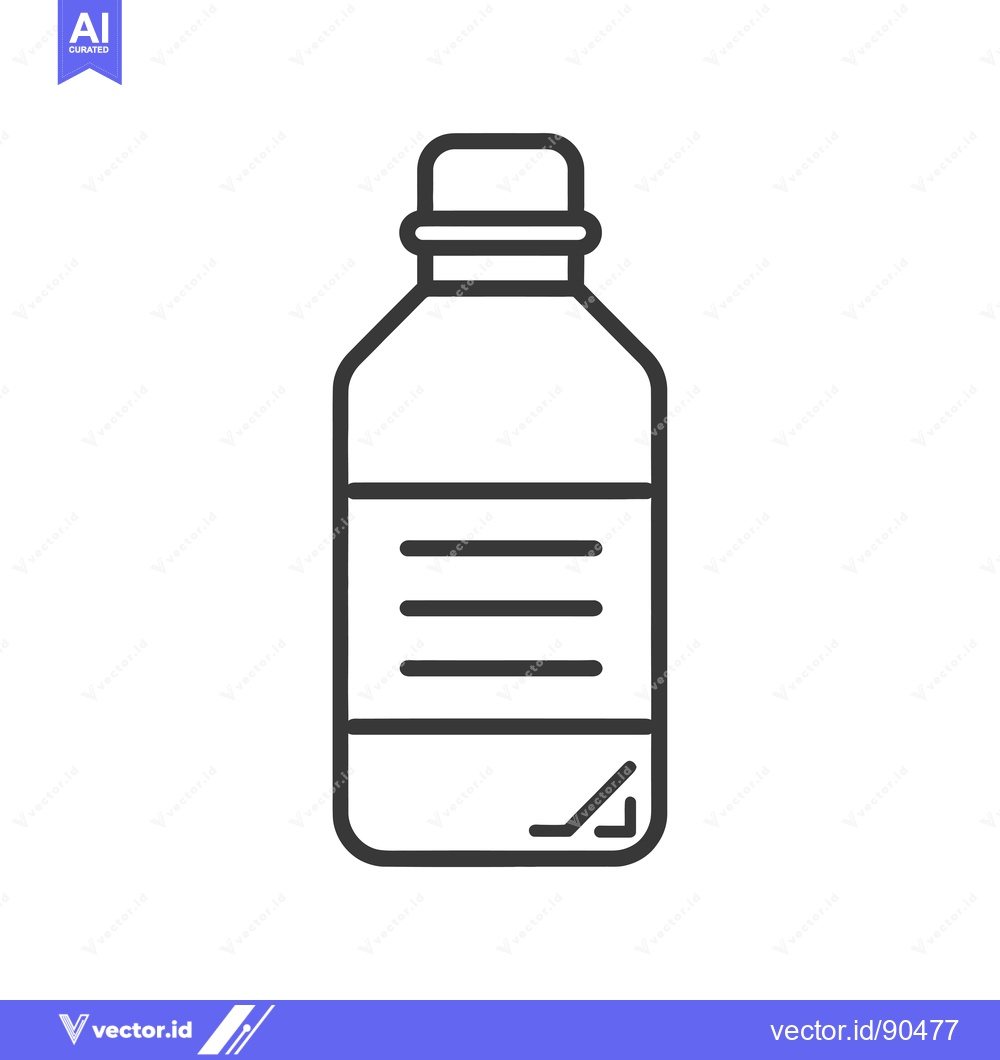 Premium Vector dari Outline Illustration of a Plastic Bottle with a Label
