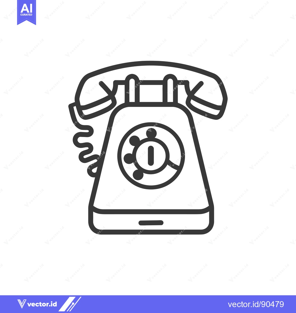 Premium Vector of Outline Illustration of a Retro Rotary Phone