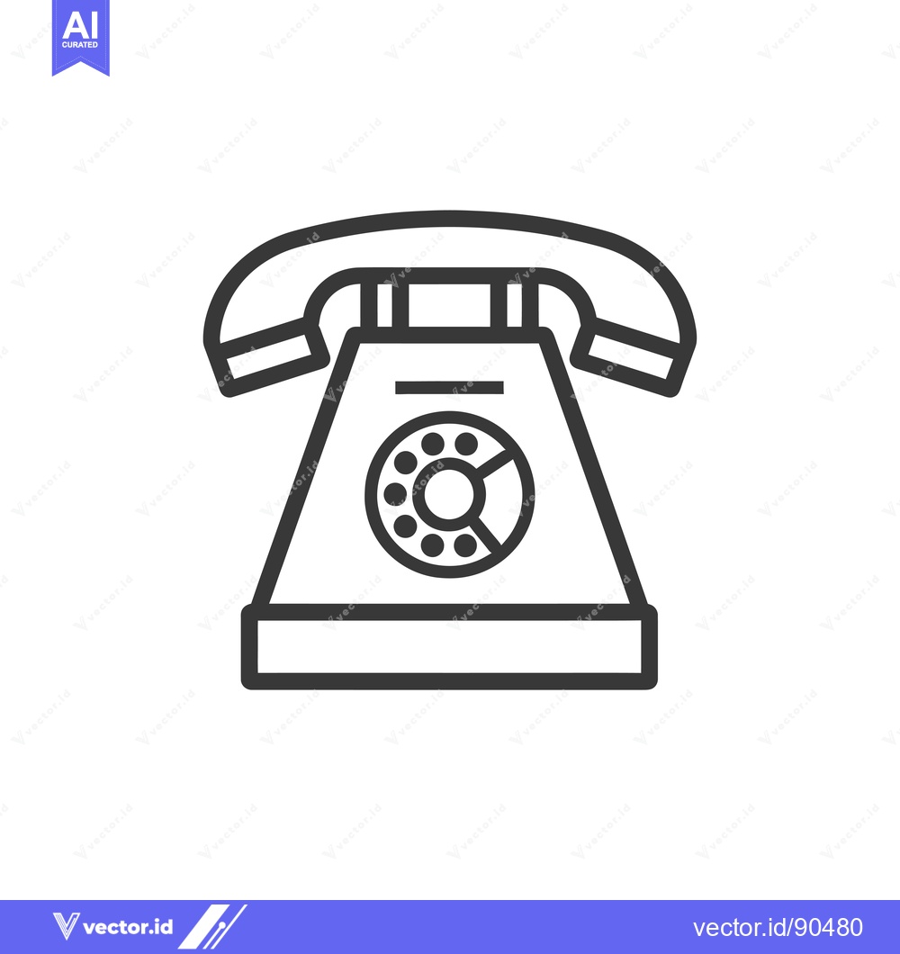 Premium Vector of Outline Illustration of a Retro Rotary Phone