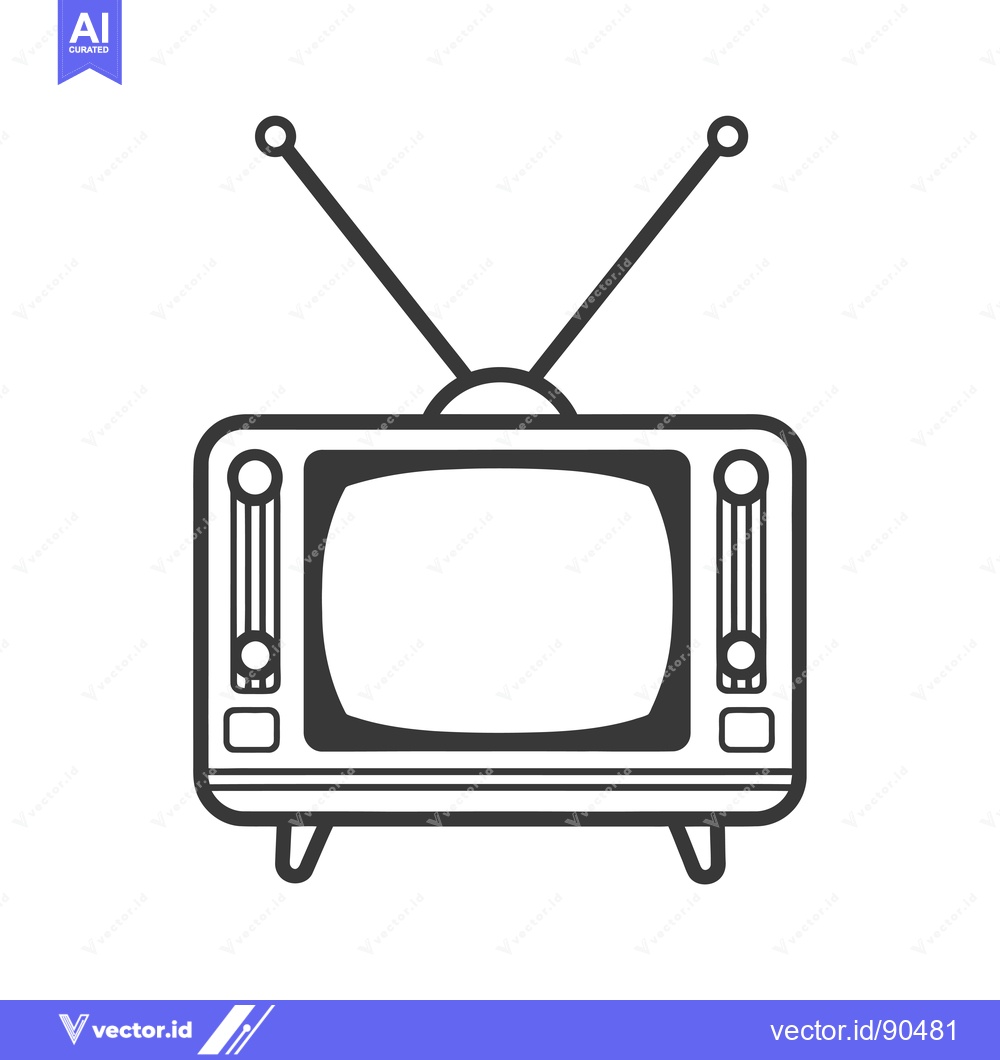 Premium Vector dari Outline illustration of a retro television with antenna