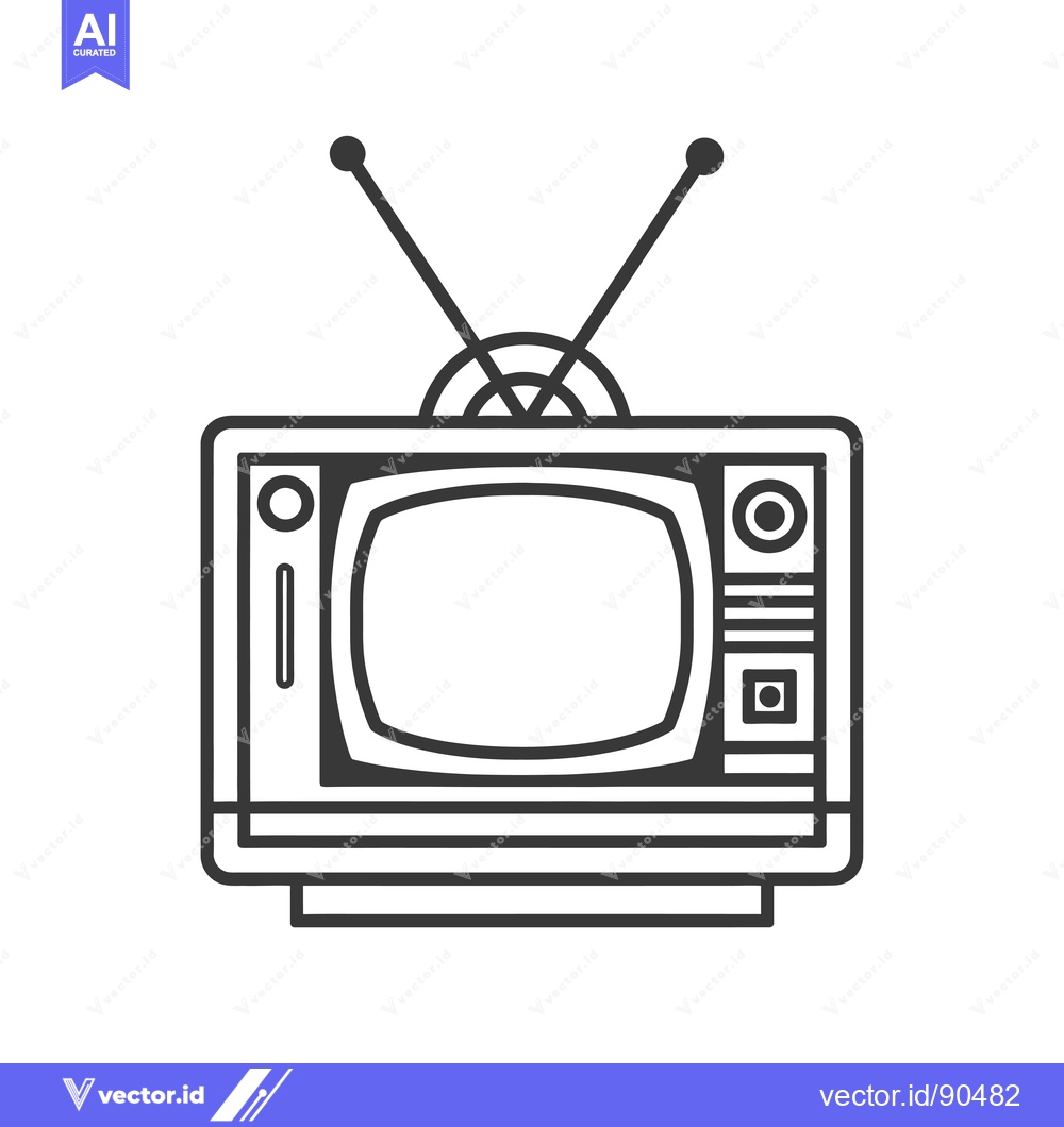 Premium Vector dari Outline Illustration of a Retro Television with Antenna