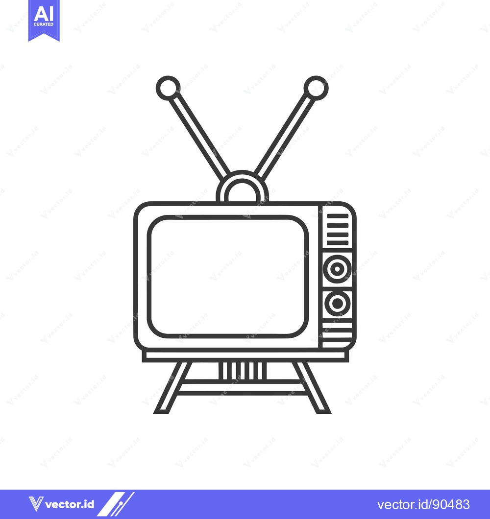 Premium Vector dari Outline Illustration of a Retro Television with Antennae
