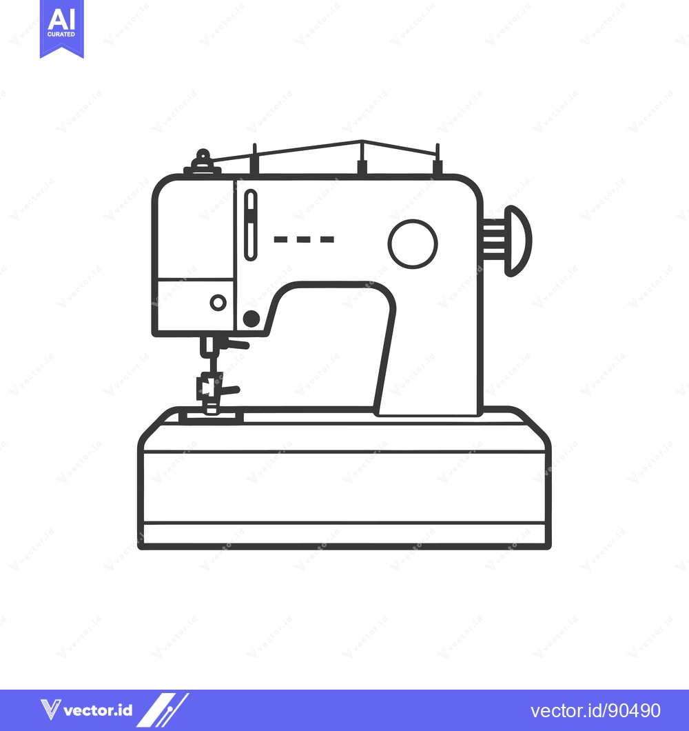 Premium Vector dari Outline illustration of a sewing machine