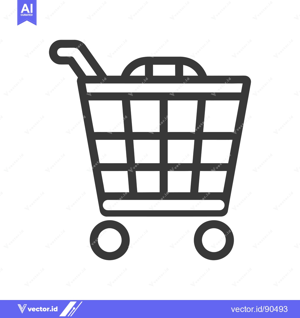 Premium Vector dari Outline Illustration of a Shopping Cart