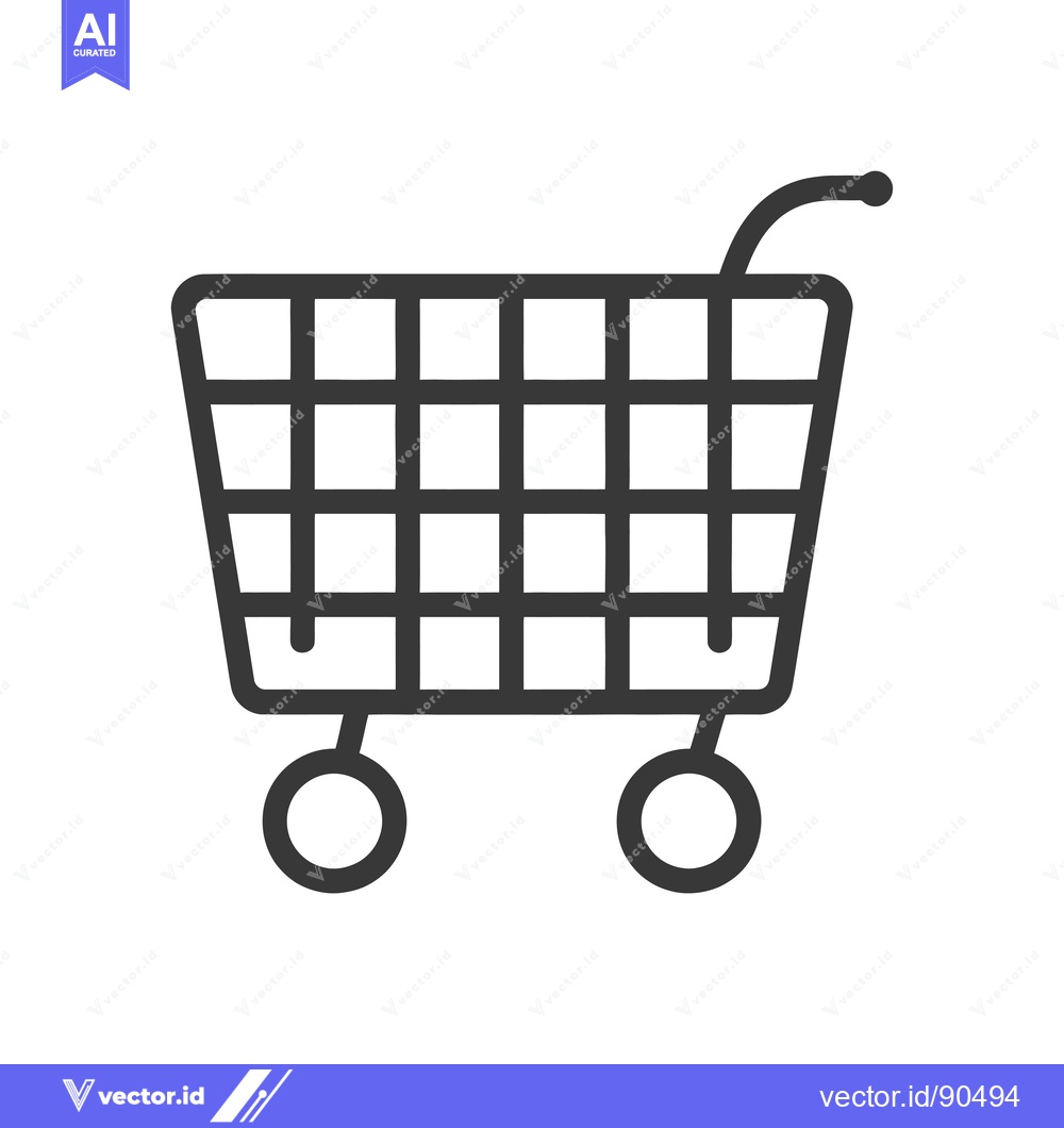 Premium Vector dari Outline Illustration of a Shopping Cart with Wheels