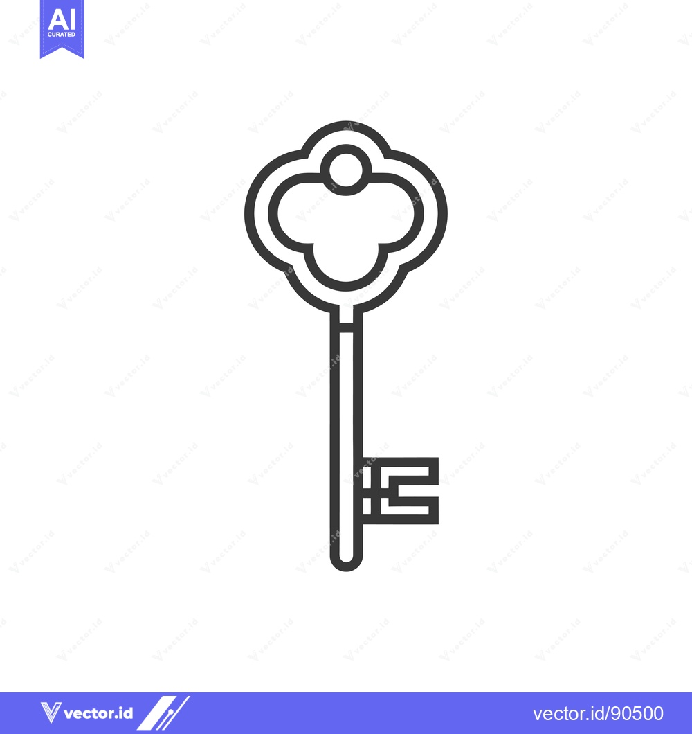 Premium Vector of Outline Illustration of a Simple, Ornate Key