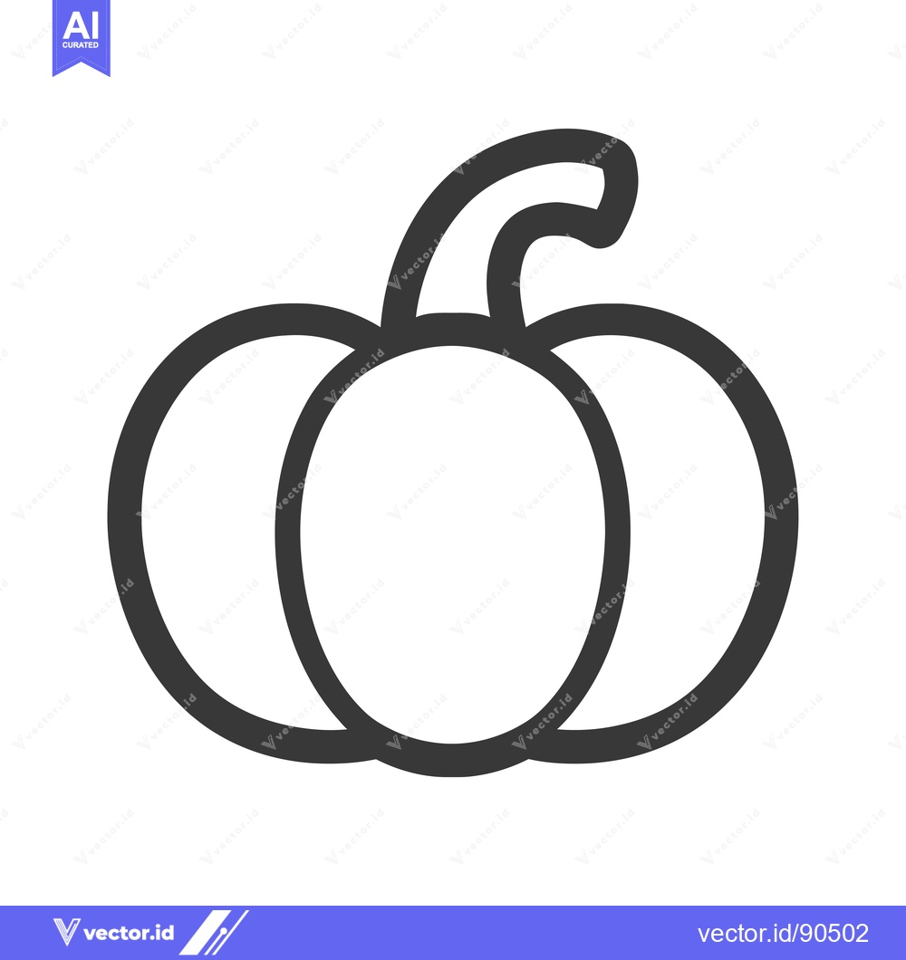 Premium Vector of Outline Illustration of a Simple Pumpkin