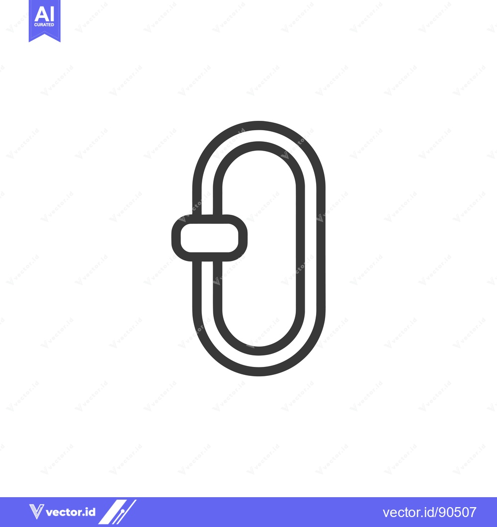 Premium Vector dari Outline illustration of a single, closed carabiner with a gate