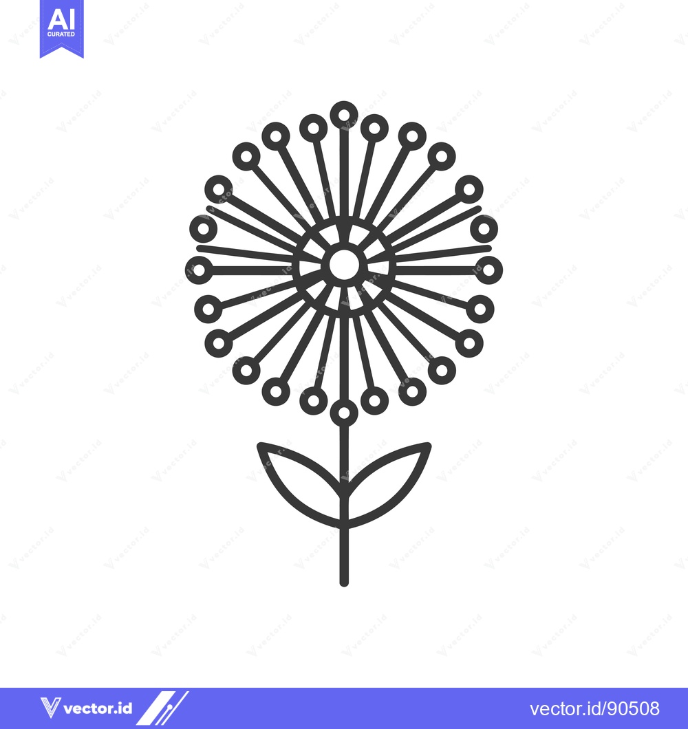 Premium Vector dari Outline Illustration of a Single Dandelion Flower
