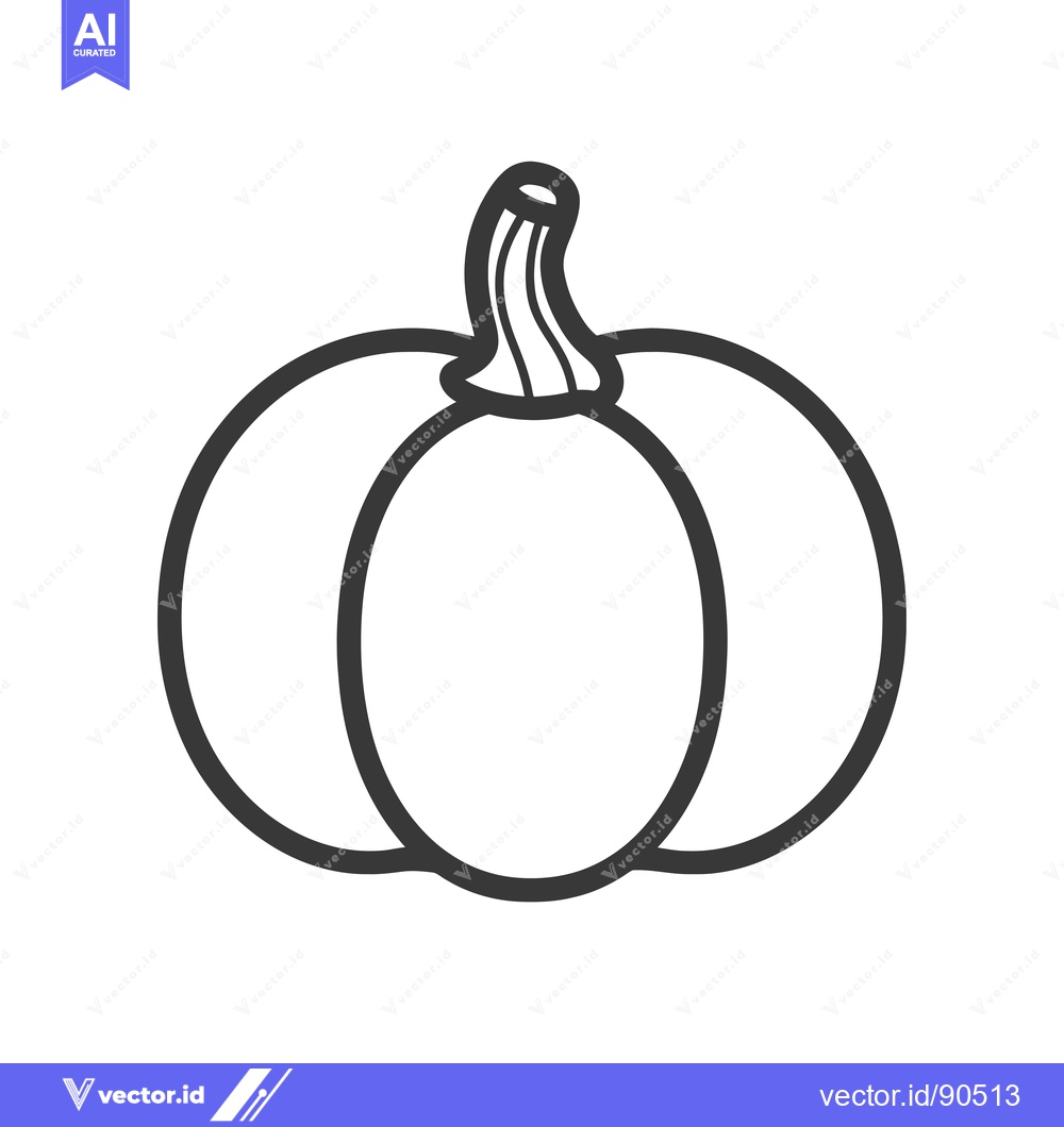 Premium Vector dari Outline illustration of a single pumpkin