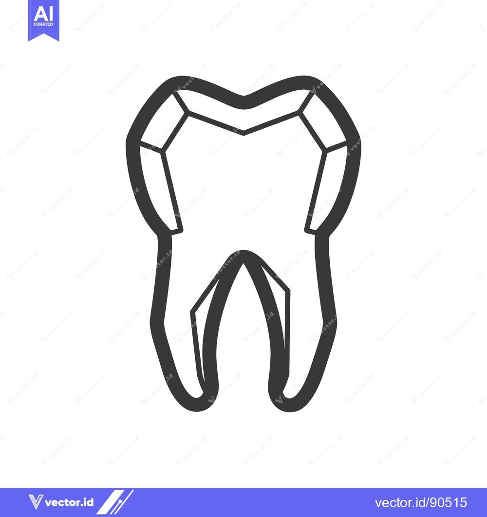 Premium Vector dari Outline Illustration of a Single Tooth