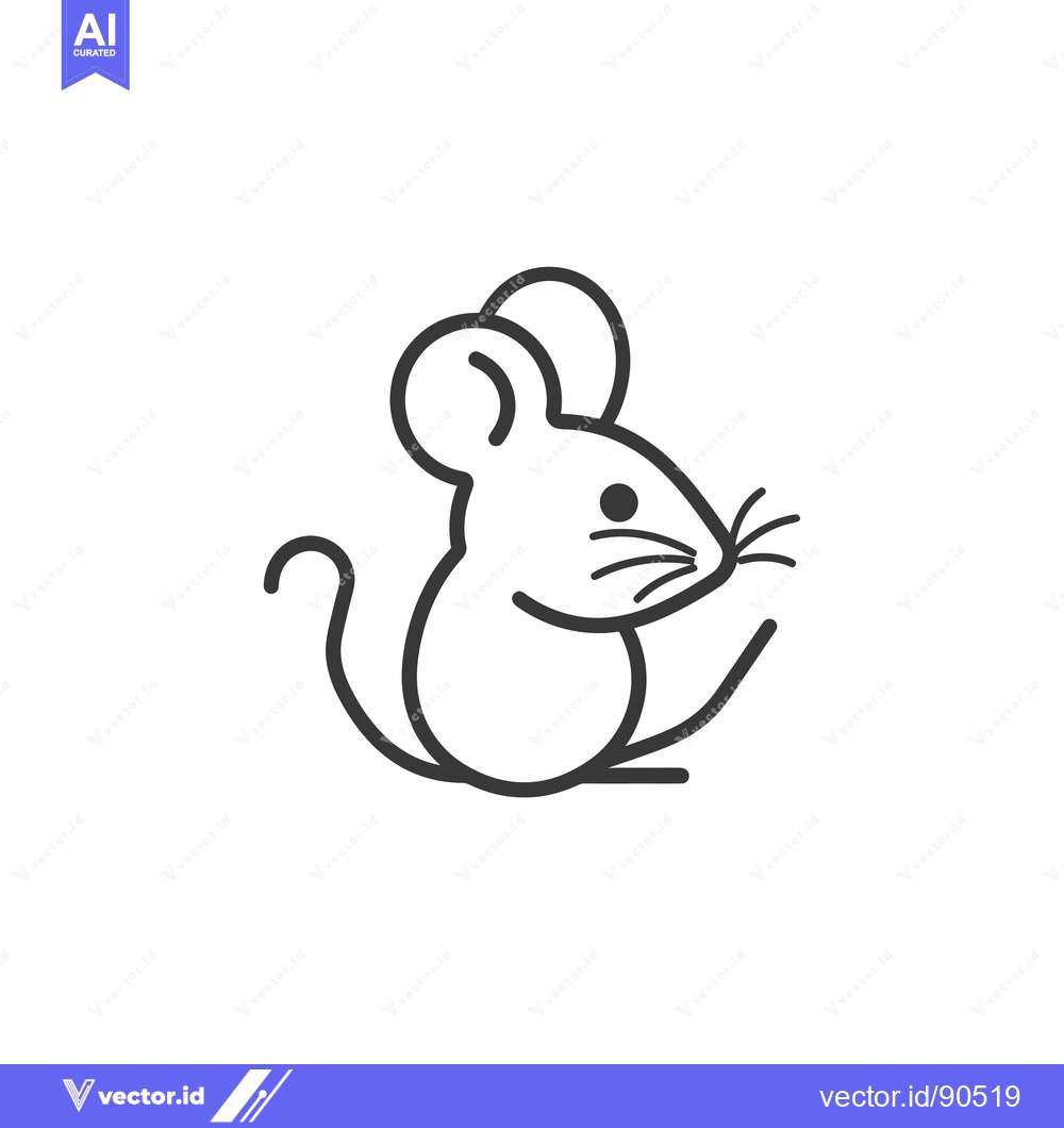 Premium Vector dari Outline Illustration of a Sitting Mouse