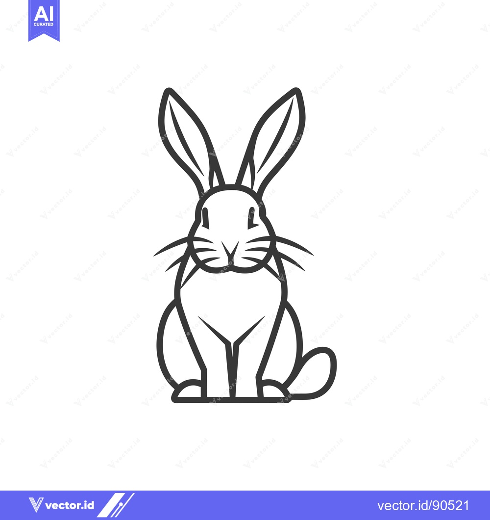 Premium Vector of Outline Illustration of a Sitting Rabbit