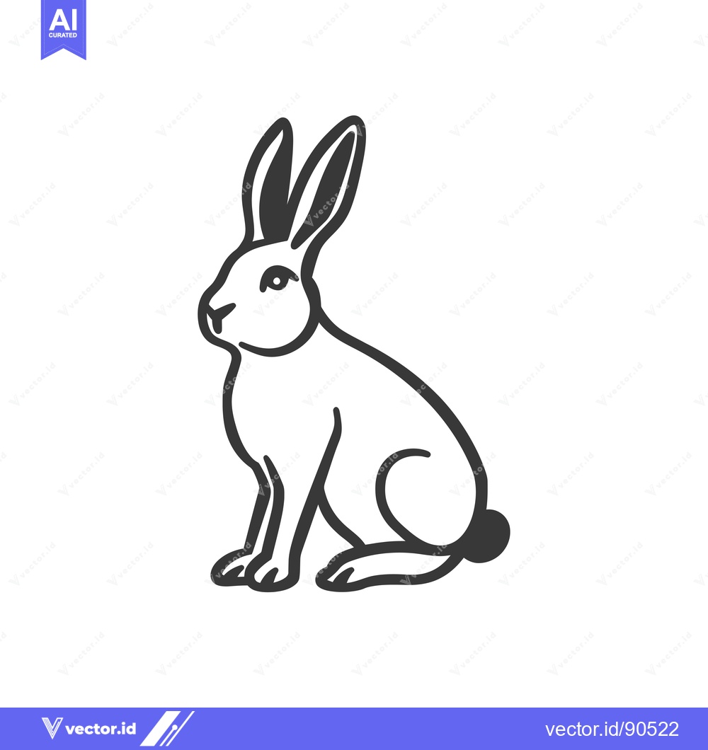 Premium Vector of Outline Illustration of a Sitting Rabbit