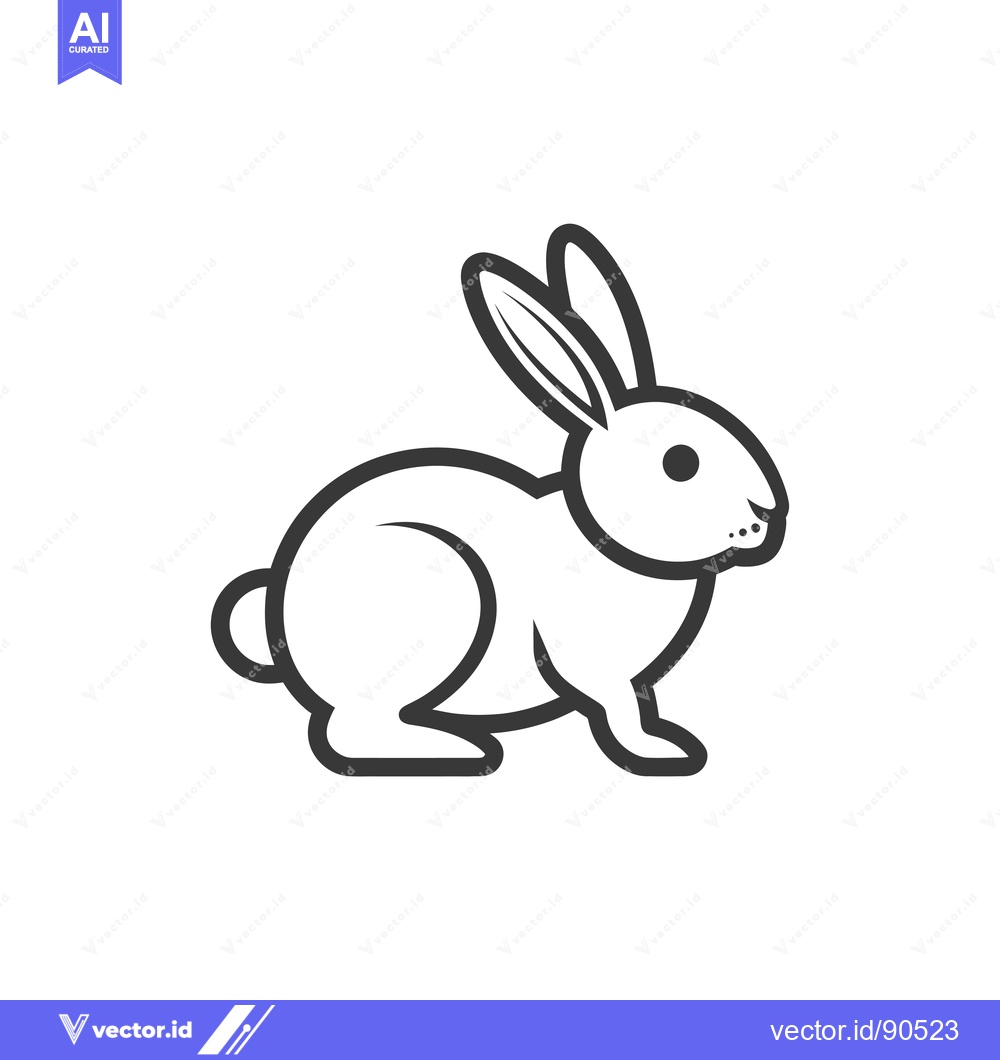 Premium Vector of Outline Illustration of a Sitting Rabbit