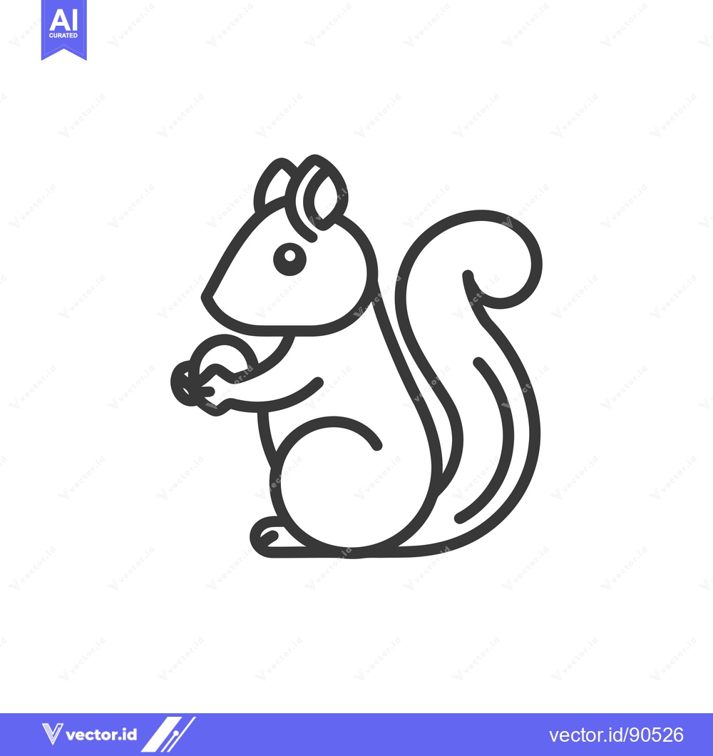 Premium Vector dari Outline Illustration of a Sitting Squirrel