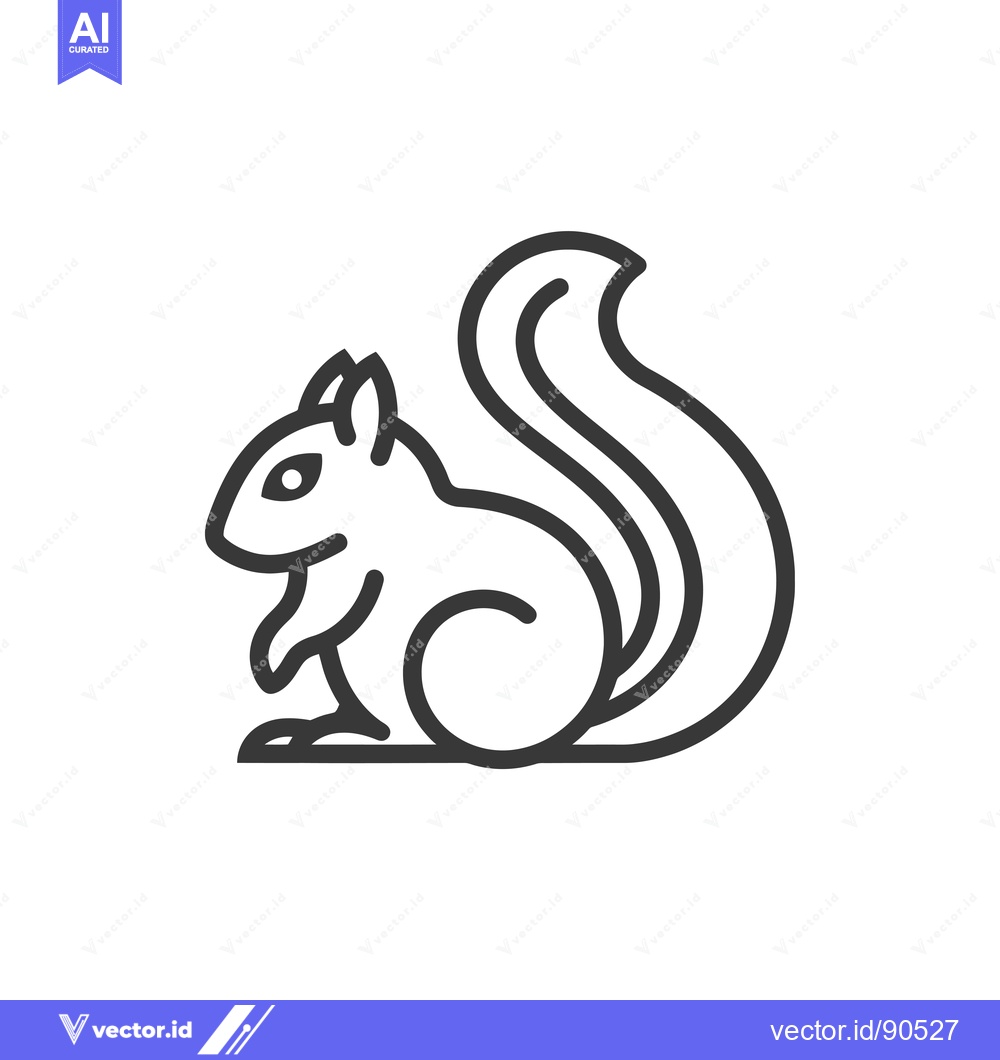 Premium Vector of Outline Illustration of a Sitting Squirrel