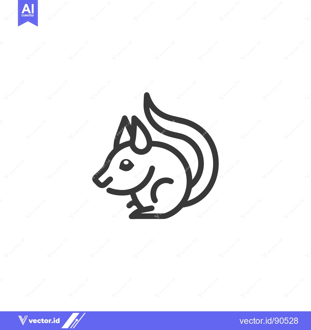Premium Vector dari Outline Illustration of a Sitting Squirrel with a Bushy Tail