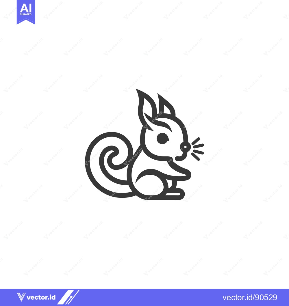Premium Vector dari Outline Illustration of a Sitting Squirrel with a Curled Tail