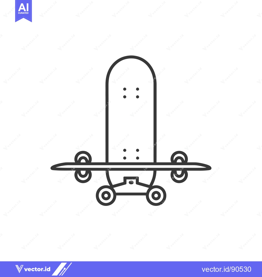 Premium Vector of Outline Illustration of a Skateboard