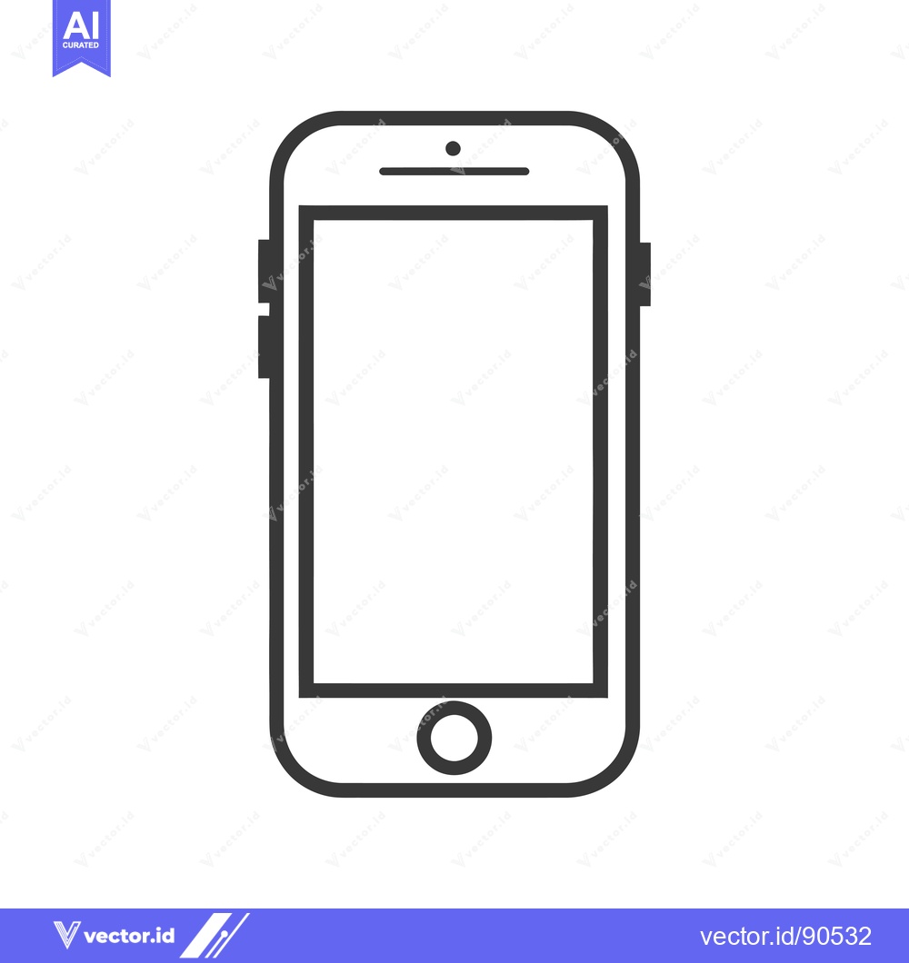 Premium Vector of Outline Illustration of a Smartphone with a Blank Screen