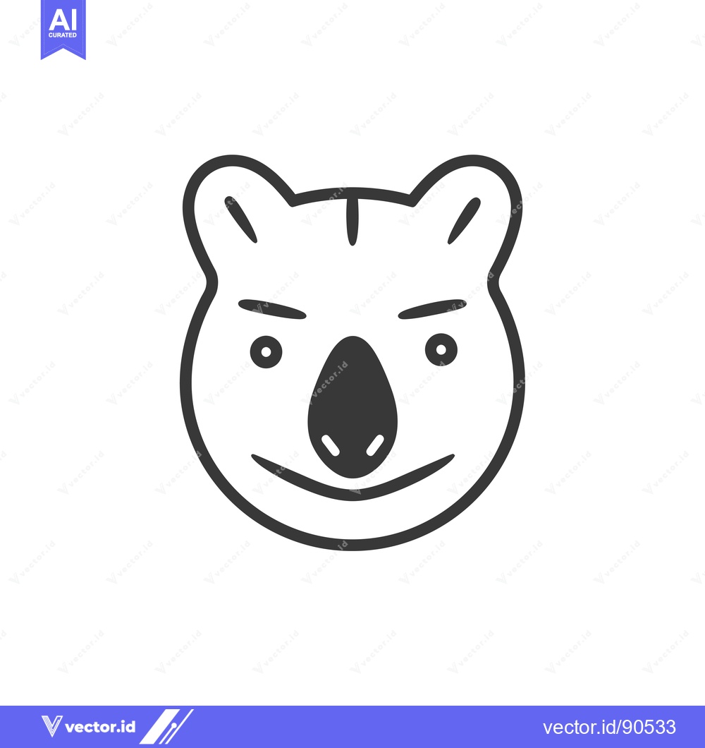Premium Vector dari Outline Illustration of a Smiling Koala Face
