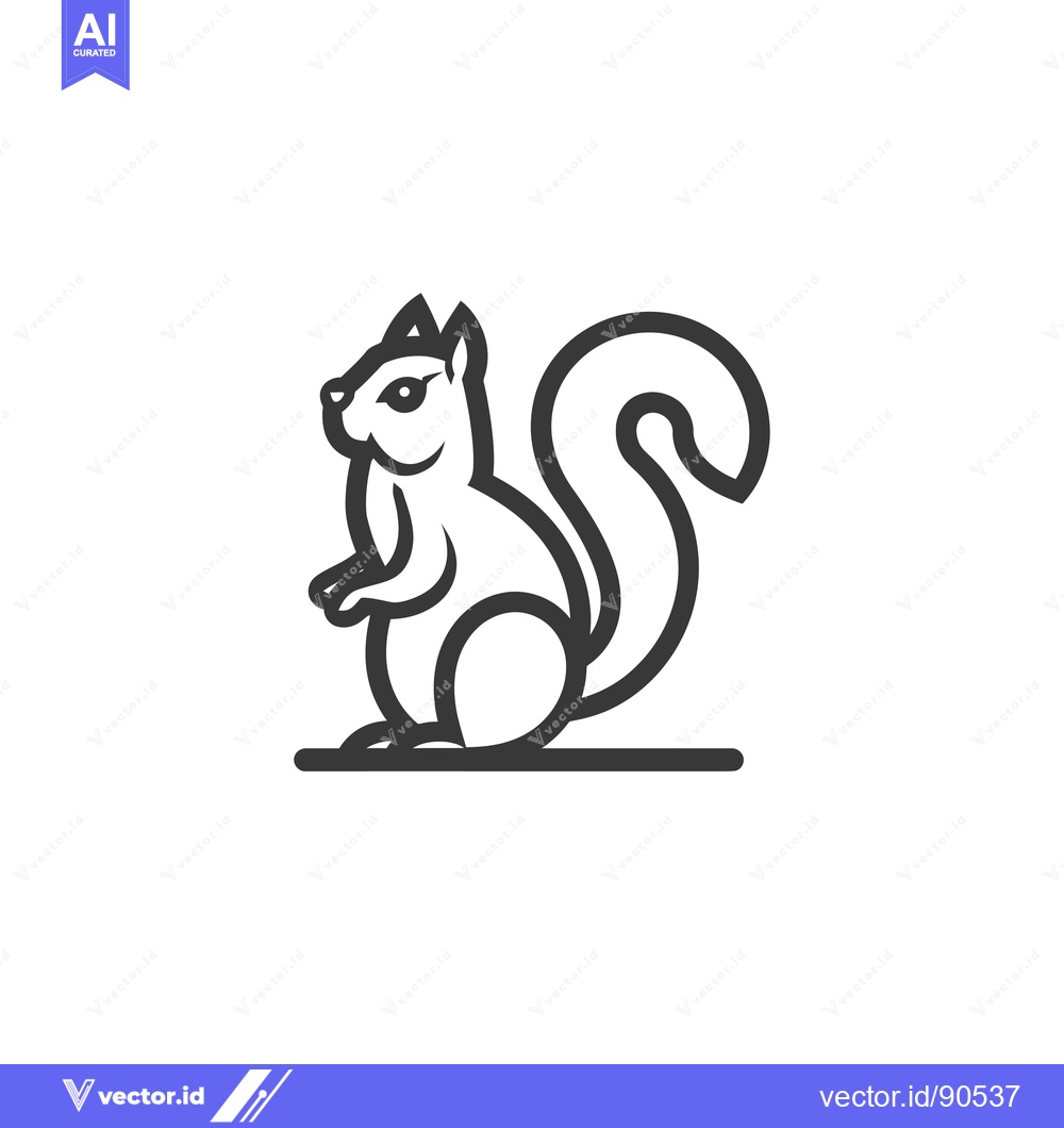 Premium Vector of Outline Illustration of a Squirrel with a Long Tail