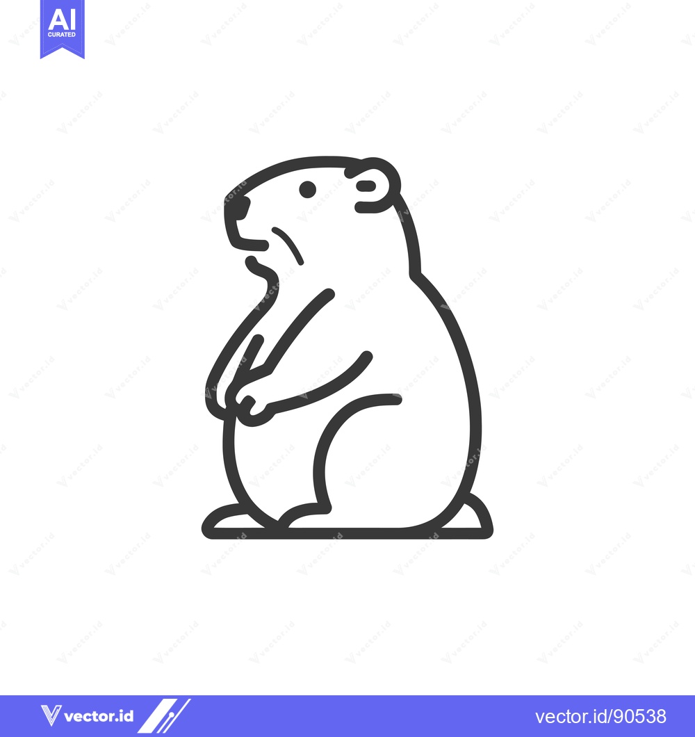 Premium Vector dari Outline Illustration of a Standing Groundhog