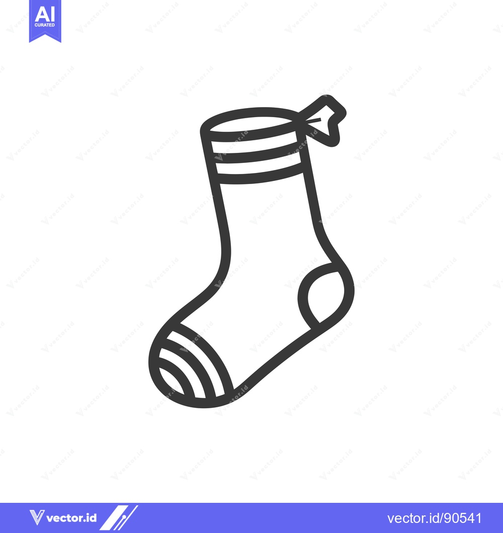 Premium Vector dari Outline Illustration of a Striped Sock with a Bow