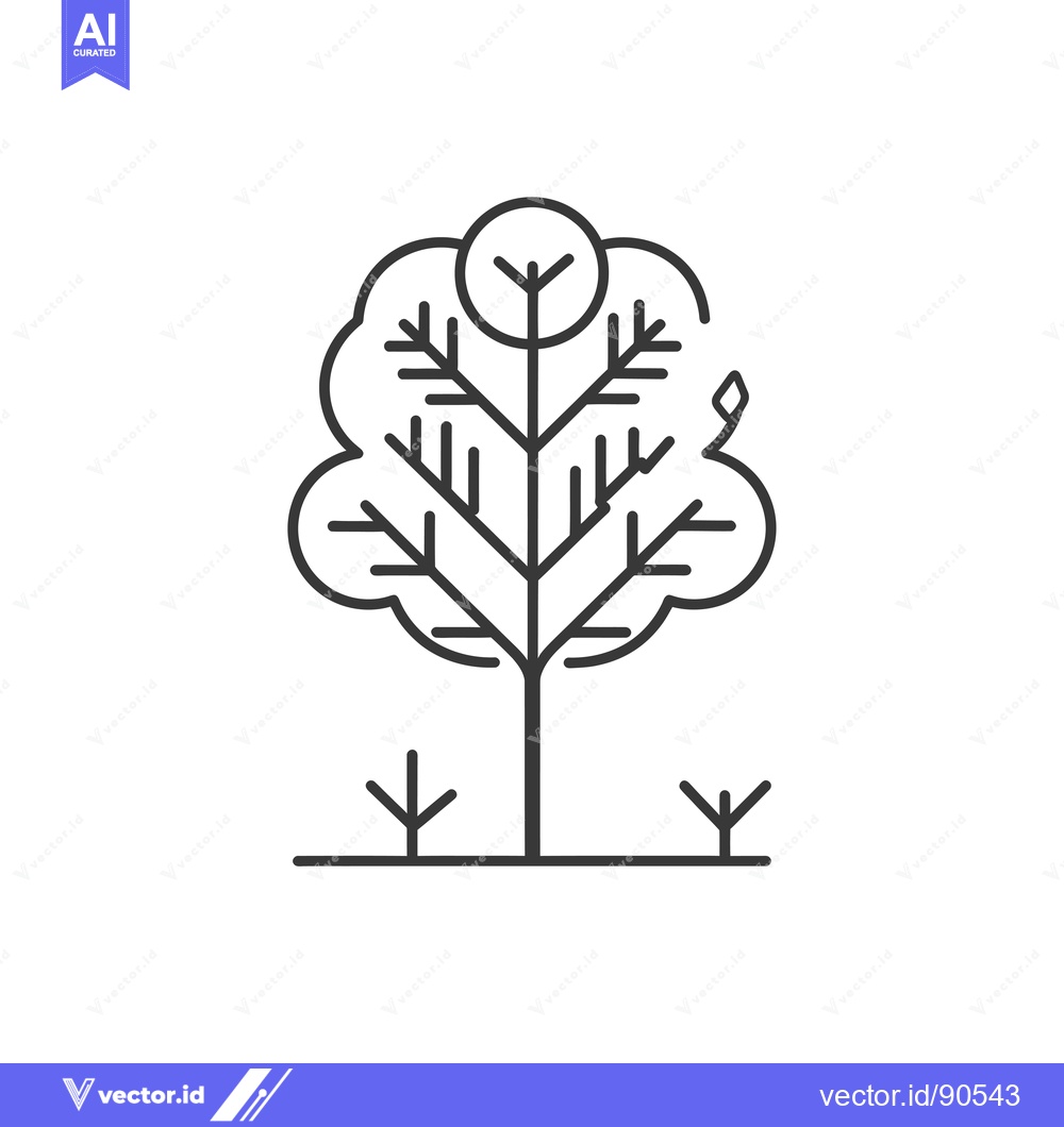 Premium Vector dari Outline illustration of a stylized tree with branches and leaves