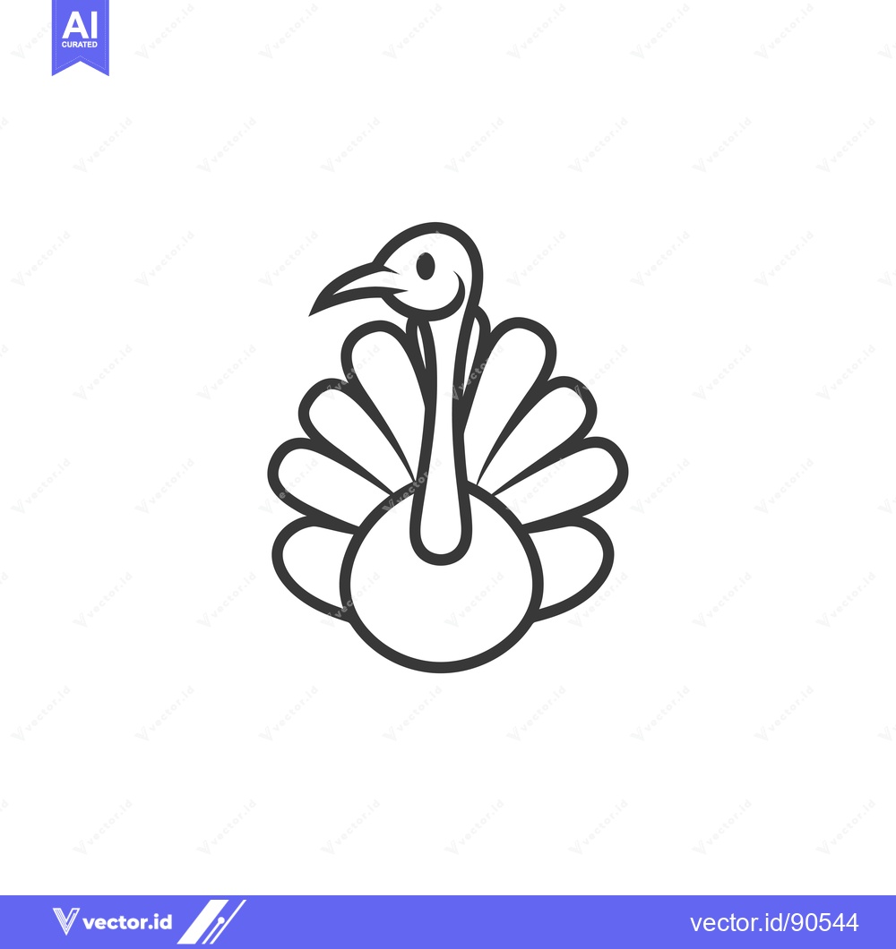 Premium Vector of Outline Illustration of a Thanksgiving Turkey