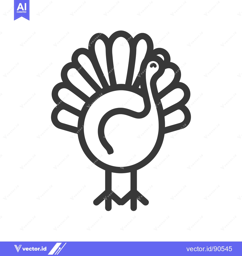 Premium Vector of Outline Illustration of a Thanksgiving Turkey