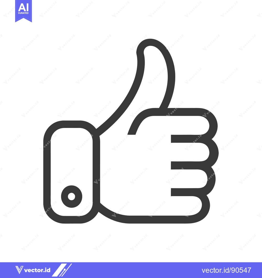 Premium Vector of Outline Illustration of a Thumbs Up Hand Gesture