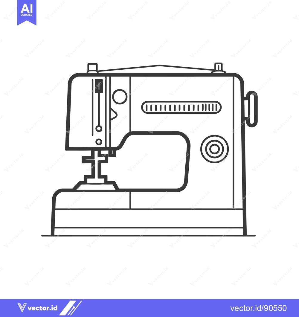 Premium Vector of Outline Illustration of a Traditional Sewing Machine