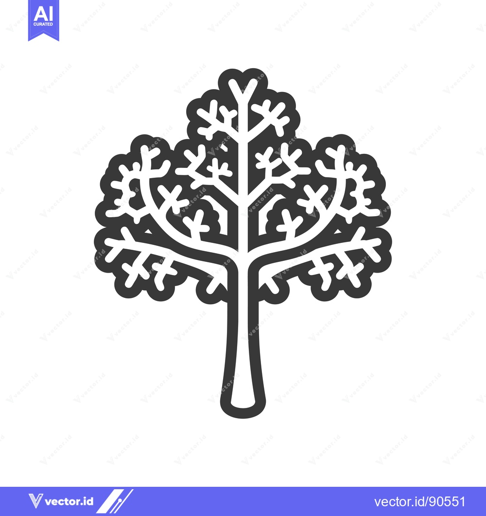 Premium Vector of Outline Illustration of a Tree with a Thick Trunk and Sparse Branches