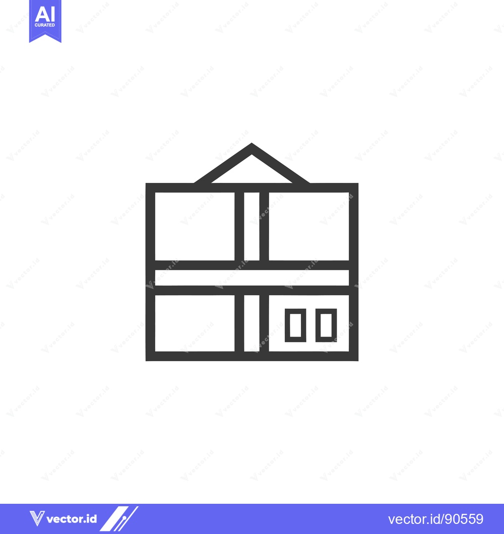 Premium Vector of Outline illustration of a two-story house with a triangular roof