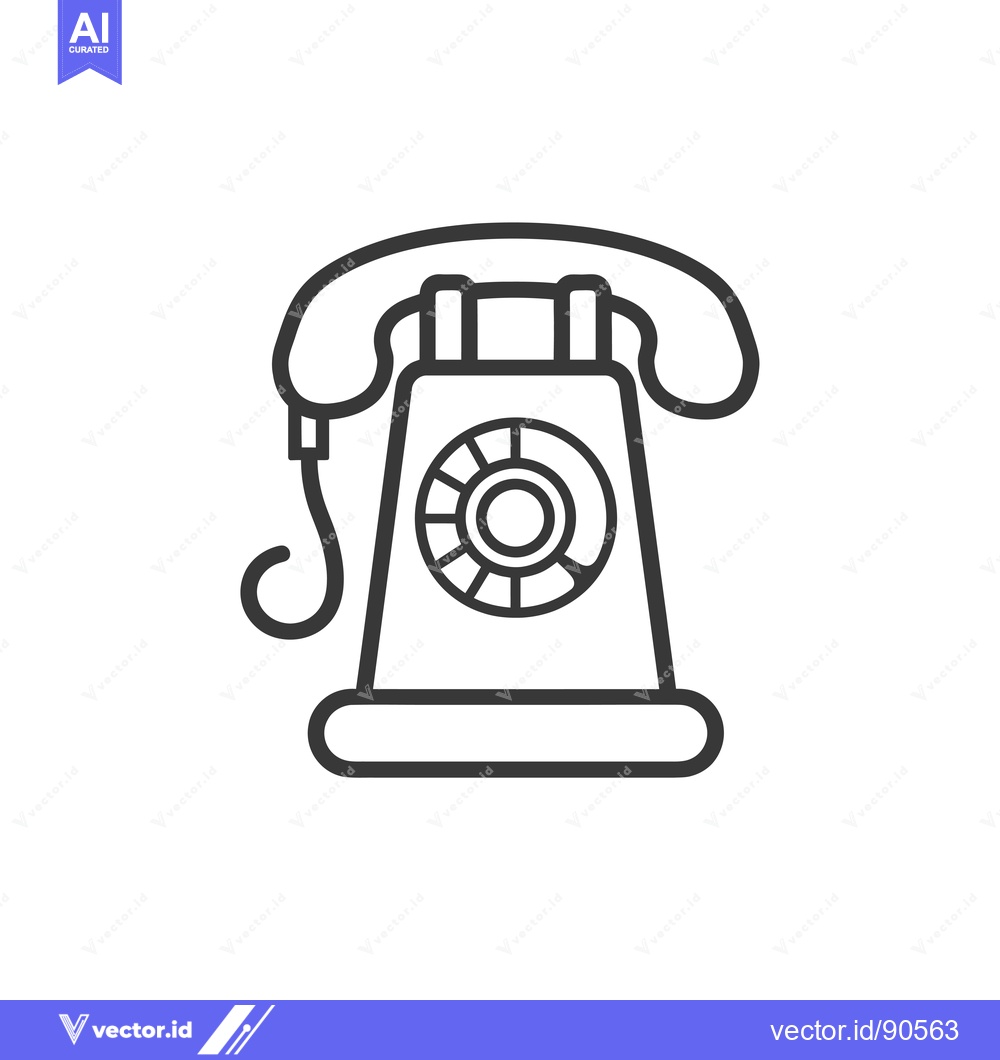Premium Vector of Outline Illustration of a Vintage Rotary Phone