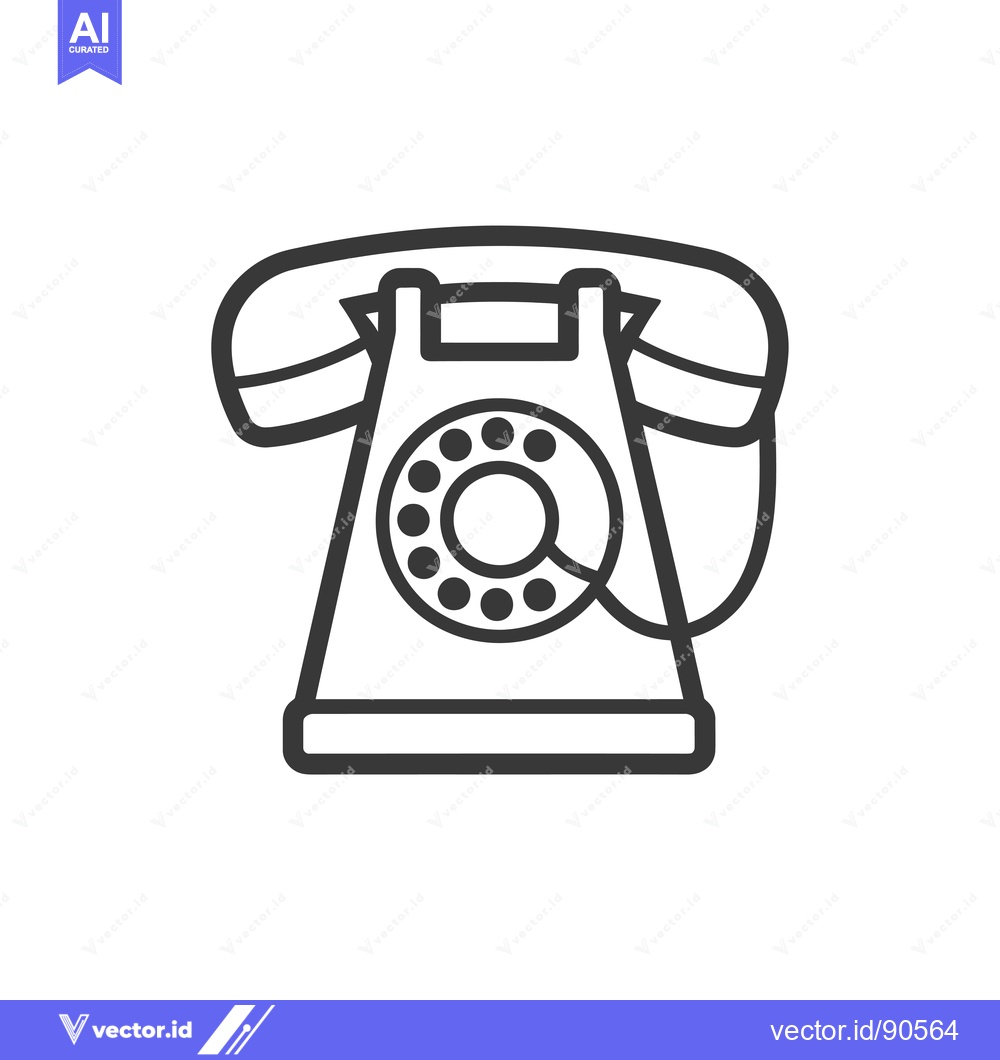 Premium Vector of Outline Illustration of a Vintage Rotary Phone