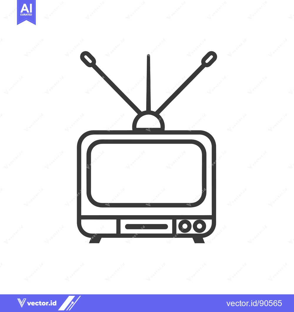 Premium Vector of Outline Illustration of a Vintage Television with Antenna