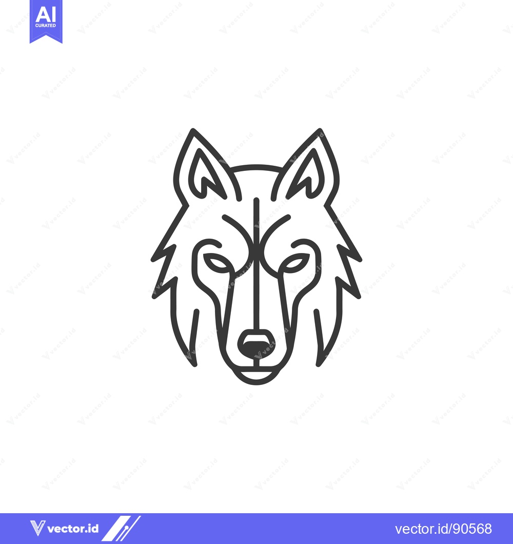Premium Vector dari Outline Illustration of a Wolf's Face